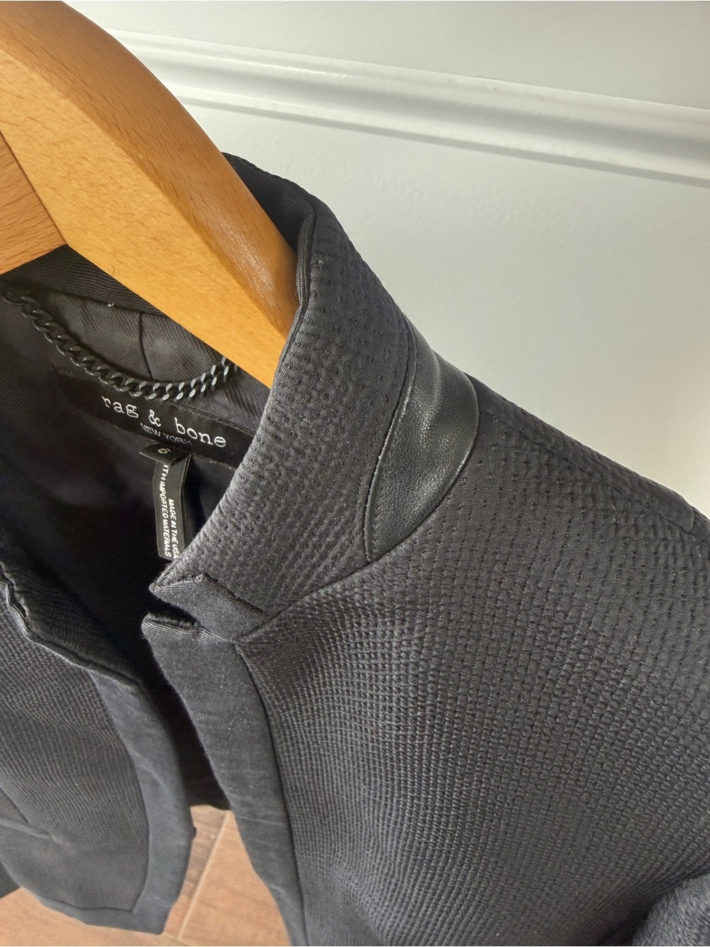Rag & Bone Black Textured Collarless Jacket - Picture 3 of 6